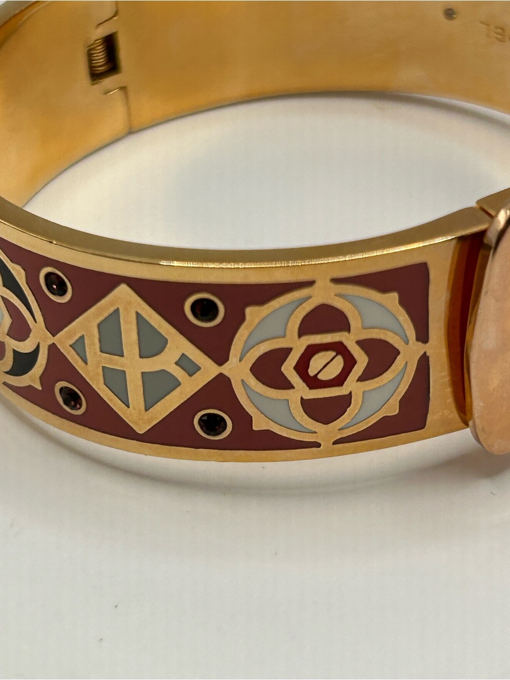 Henri Bendel Rose Gold & Coral Buckle Enamel Bracelet - Picture 4 of 12